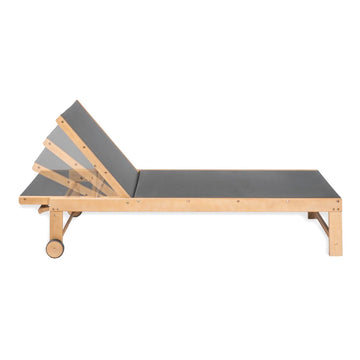 Trabuco Coastal Modern Acacia Wood Mesh 3-Position Outdoor Chaise Lounge Set with Side Table - JONATHAN Y